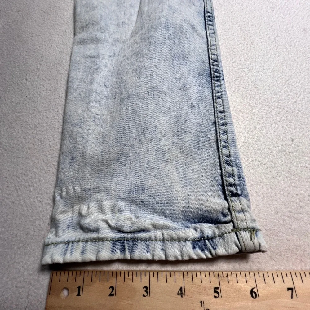 Jeanius Akademiks Jeans Mens 32 Light Blue Acid Wash Distressed Streetwear Denim